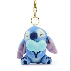 Brand New Disney Japan Stitch with Heart Plush Keychain, Lilo & Stitch
