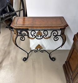 Maitland Smith Leather Top Side Table