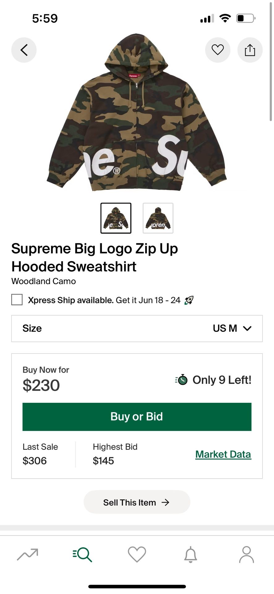 Supreme Big Logo Zip Up