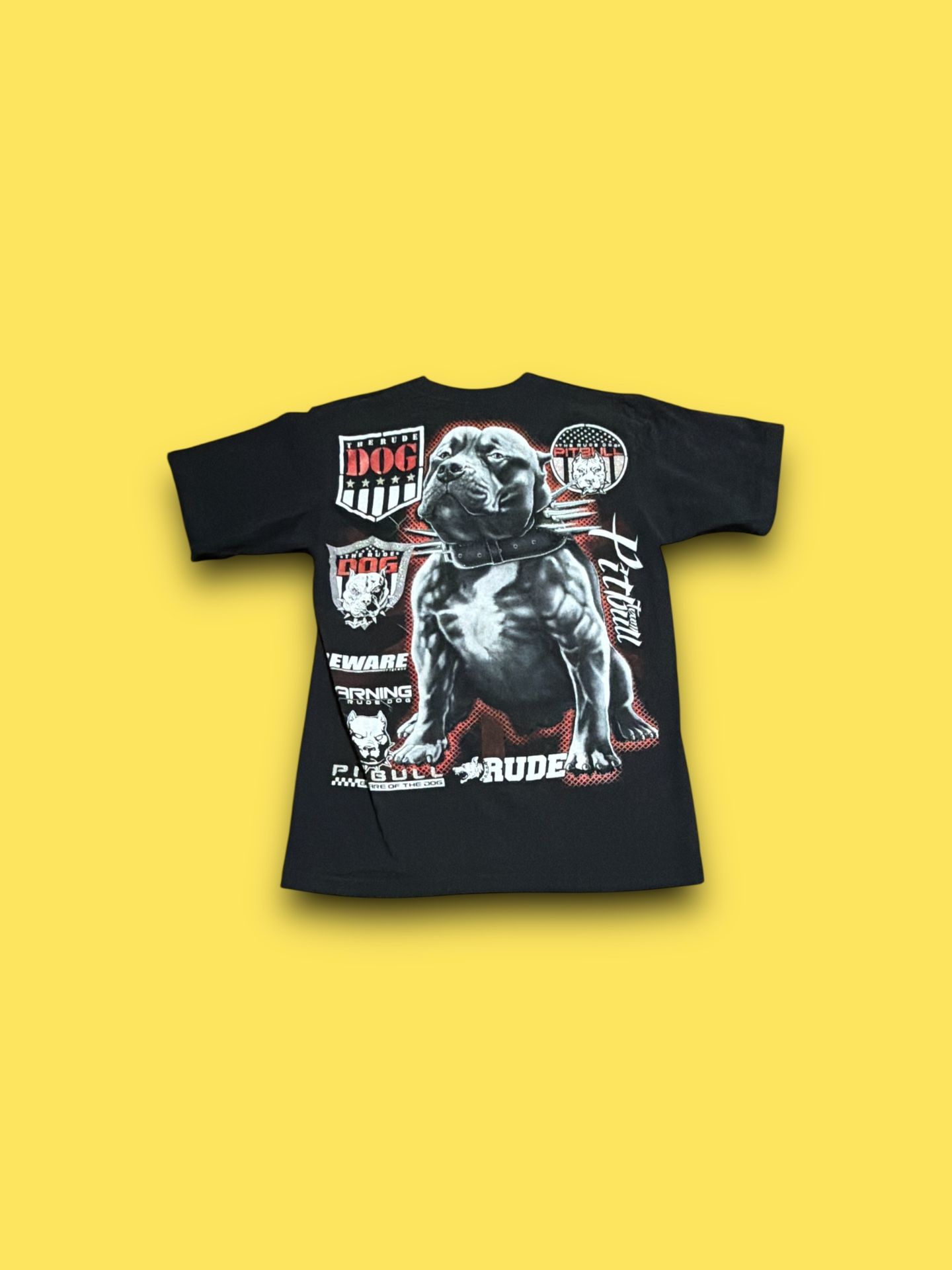 Vintage Pitbull Terrier Spiked Collar The Rude Beware Warning Team T-shirt