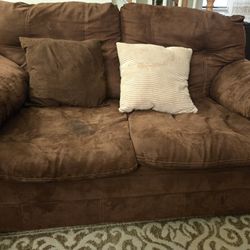 Set Of Brown Sofa with Loveseat