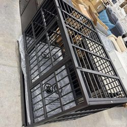 48"Heavy Duty Indestructible Dog Cages Double Door Escape Cage Kennel