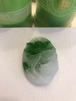 Glass pendant Carved flower 40mm