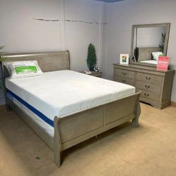 LOUIS PHILIP GRAY SLEIGH BEDROOM SET