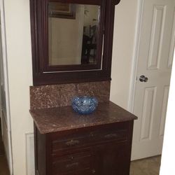 Antique Marble Top/Backsplash Washstand