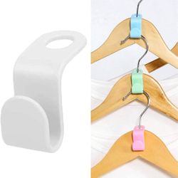 60 Pcs Clothes Hanger Connector Hooks, Plastic Hooks Cascading Hanger Hooks Hanger Extender Clips
