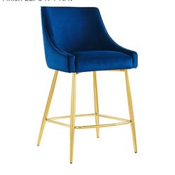 Modway Discern Performance Velvet Counter Stool with Navy Finish EEI-5474-NAV