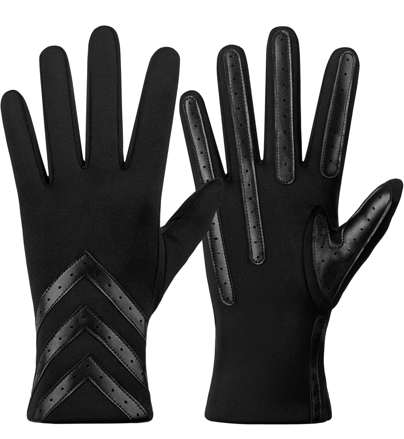 Winter Gloves for Women Touchscreen, Womens Gloves Chevron Spandex Fleece Lined, Gloves for Women Leather Anti-Slip(medium)