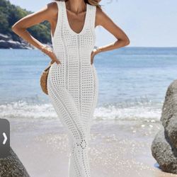 White Sweater Long Maxi Dress Medium Vacation Summer Dress