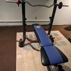 Weight Bench With Leg Lift Attachment + Weights
