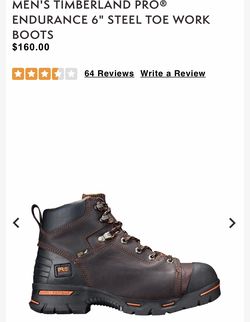 New... only work boots MEN'S TIMBERLAND PRO® ENDURANCE 6" STEEL TOE WORK BOOTS $160.00
