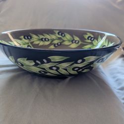 Large Ceramic Serving Dish/Bowl Italian Tuscan Olive Design 