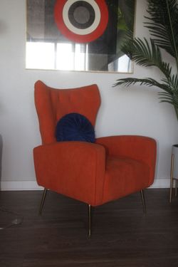Orange Tufted Velvet Chair (Great Condition)