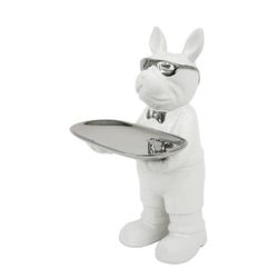 Bulldog Standing Serving Tray Sculpture