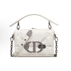 DIOR 30 Montaigne Montaigne Series Logo Oversized Rattan Plaid Chain Sheep Leather Box Bag Montaigne Bag Single Shoulder Crossbody Handbag(133)38