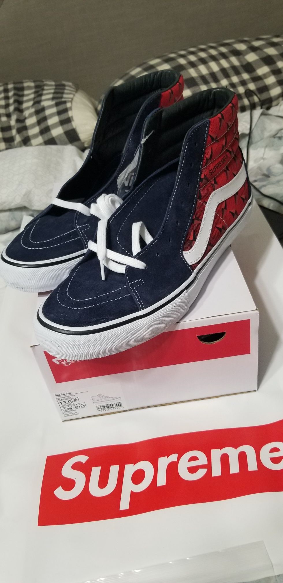 Vans Supreme sk8 hi diamond plate navy mens 13