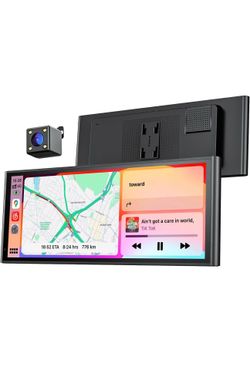 Pantalla de juego portátil inalámbrica de 9.26 pulgadas para Apple CarPlay y Android Auto, actualizaciones OTA, cámara de respaldo, enlace de espejo, 