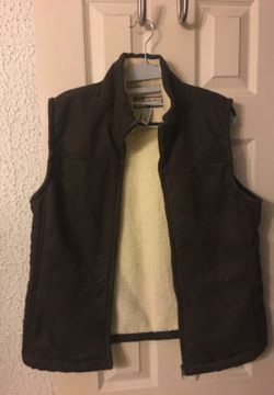 Women's suede dark brown fleece lined vest