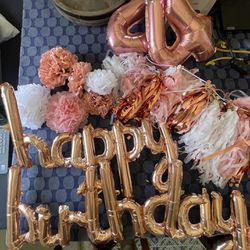 Happy Birthday Balloon,Pompoms and Tassle Garland FREE!!!