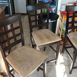 Kitchen Table W/ Lazy Susan, 6 Tall Chairs