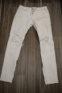 MNML White Distressed Denim Jeans