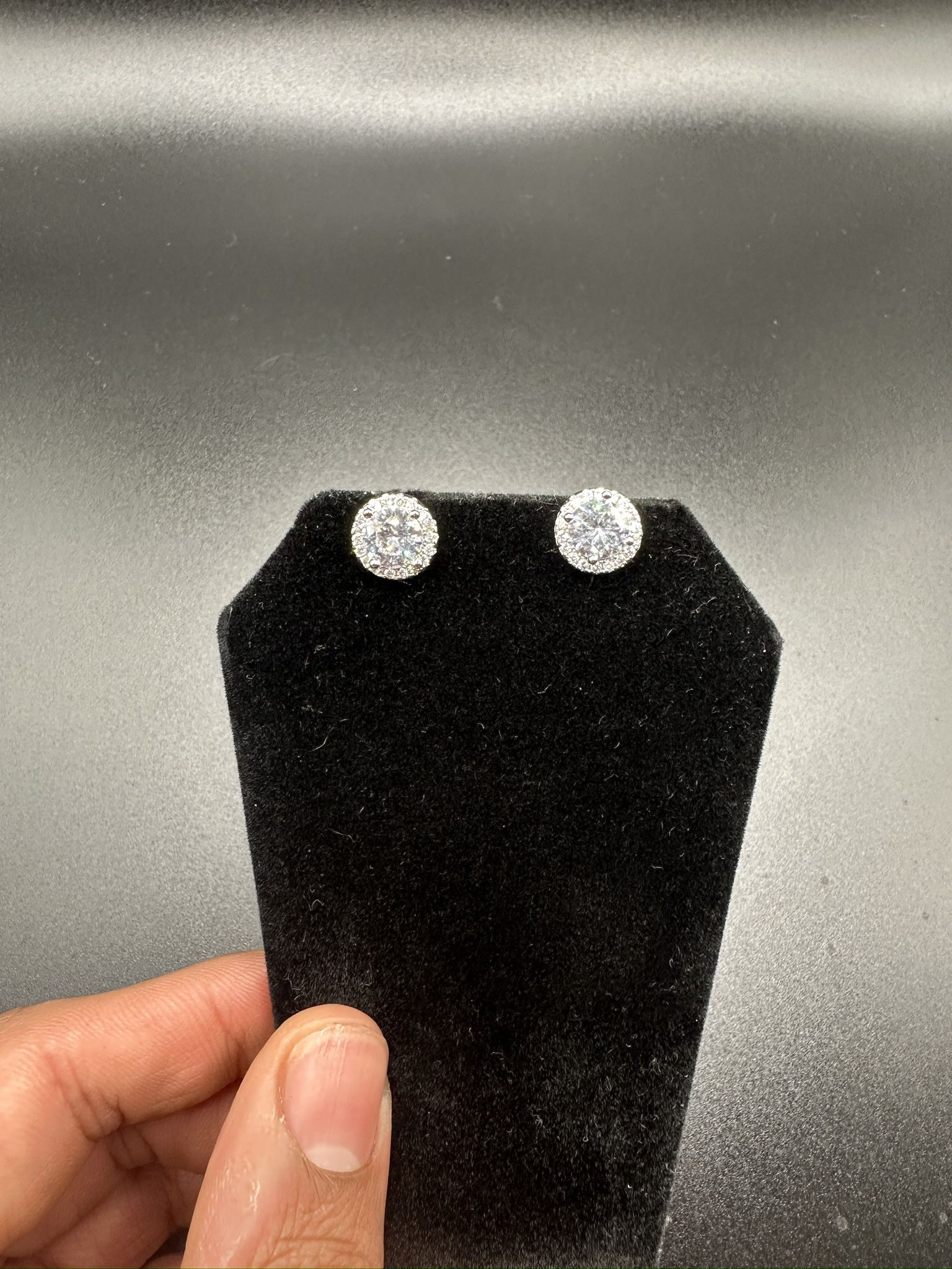 VVS Men/ Women Moissanite Diamond Cluster Jewelry Earrings 7mm 925 Silver