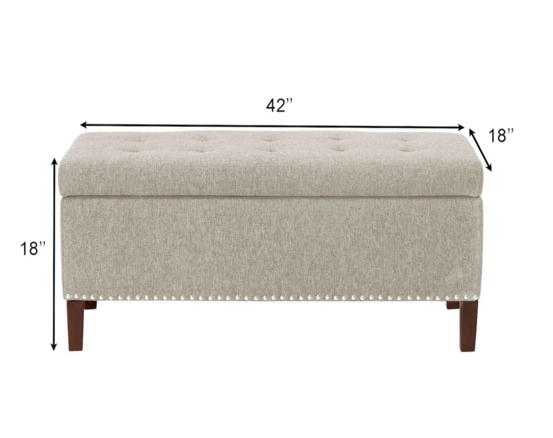 Hannah Fabric Upholstered Button-Tufting Storage Ottoman Bench 