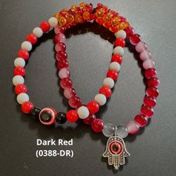 Evil Eye Hamsa Hand Red Beaded Bracelet Rave Kandi Boho Talisman