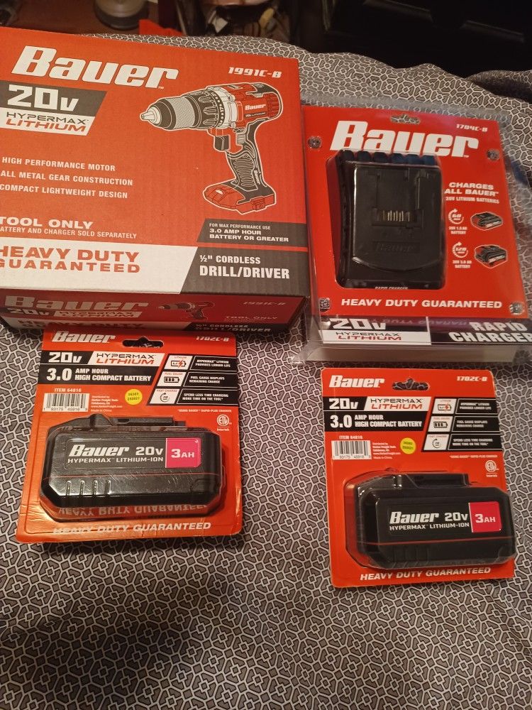 Drill Bauer 20 V Charger And 2 Batterys