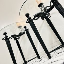 Wrought Iron Crystal Top Accent Tables