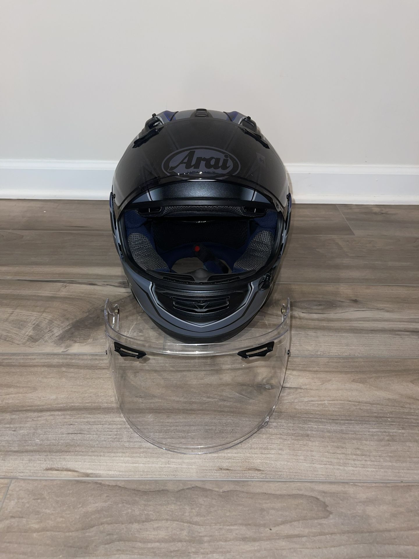 (OBO) XL ARAI CORSAIR-X SCOPE BLACK FROST (Clear and Smoke pinlock VAS Max-V shield)