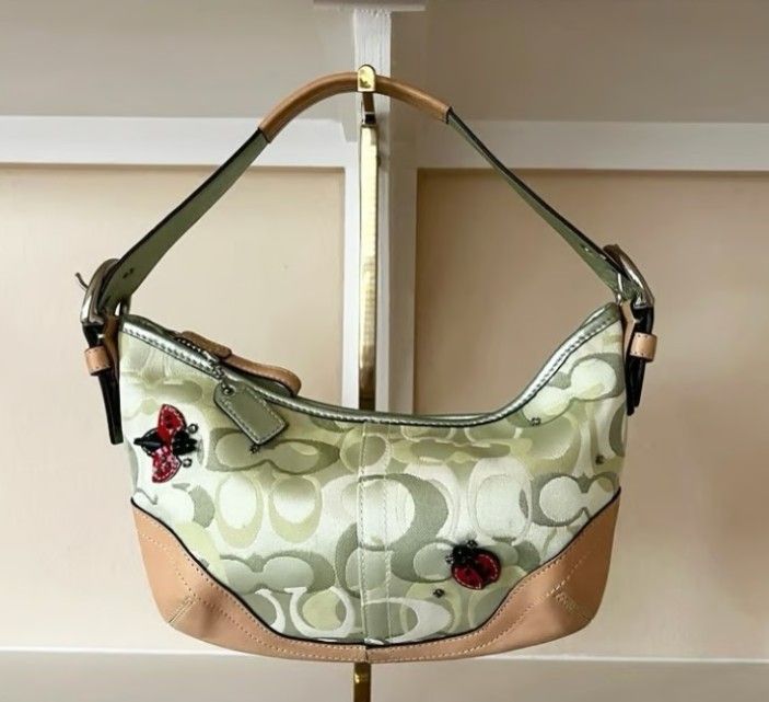 2004 Coach Limited Edition Green Crystal Ladybug Soho Hobo Shoulder Bag