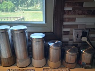 Stainless steel and glass canisters set