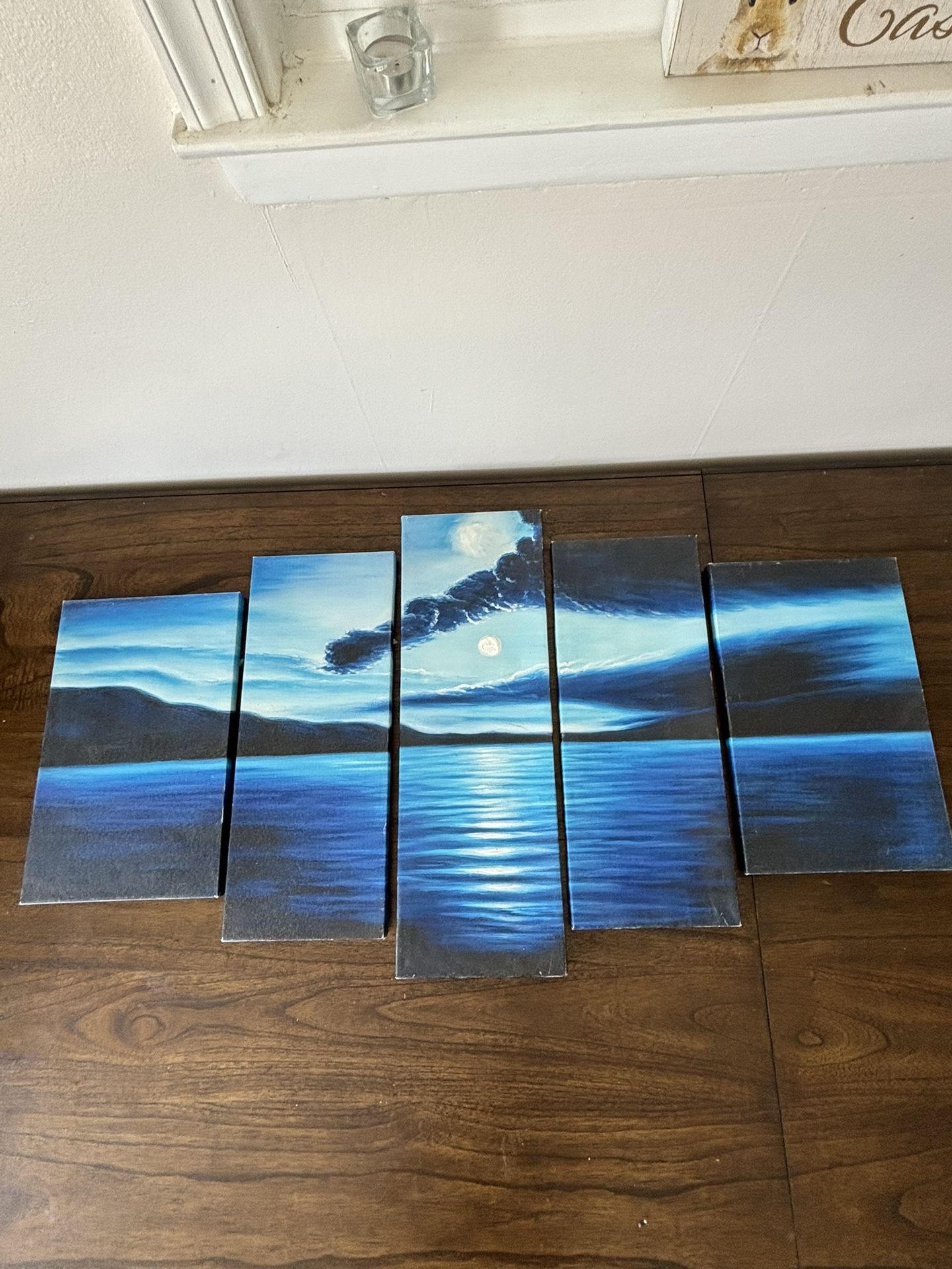 Canvas Art 5 Piece Set Dark Blue Ocean