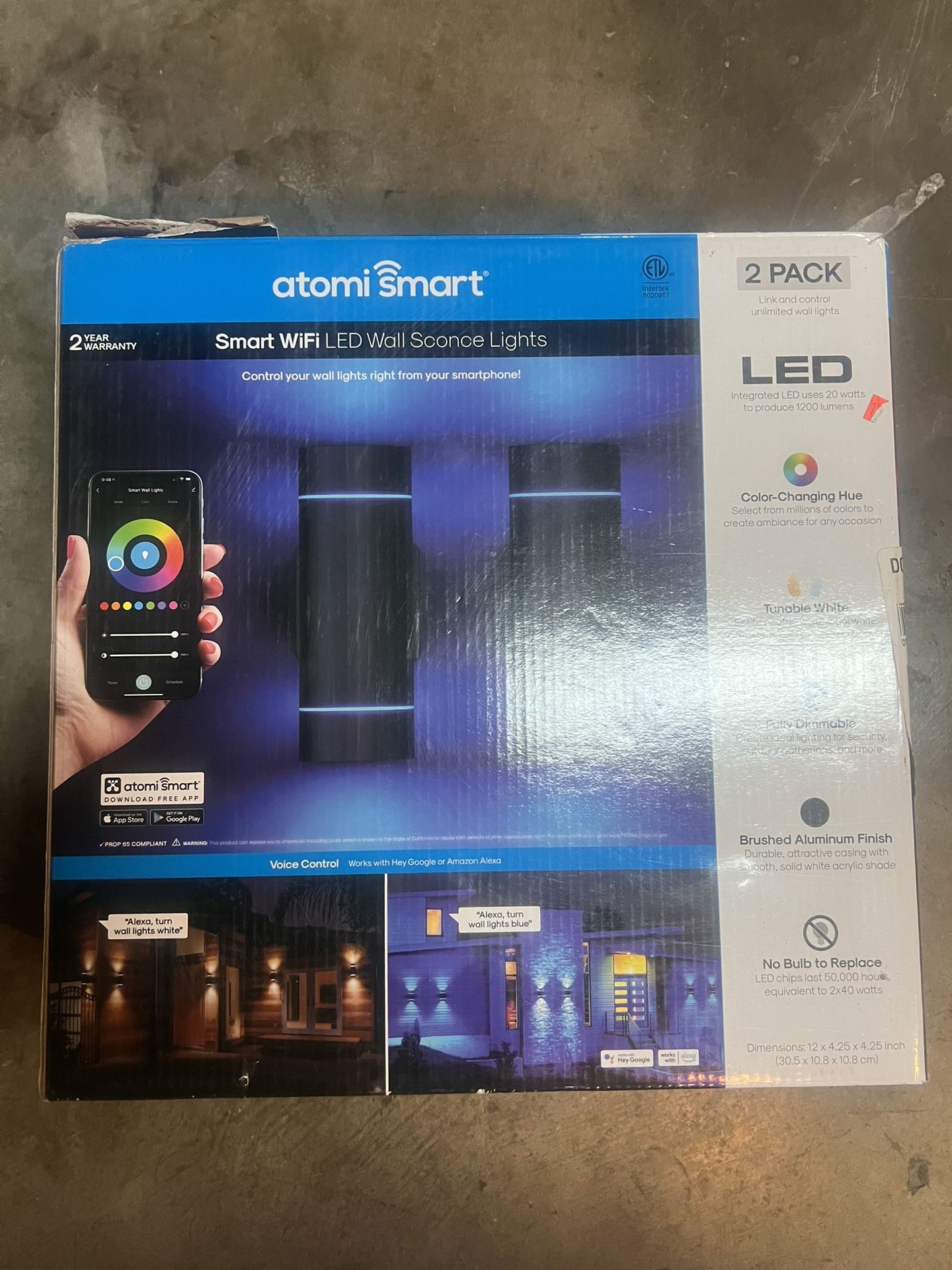 Atomi Smart WiFi LED Wall Sconce Lights (2 Pack)