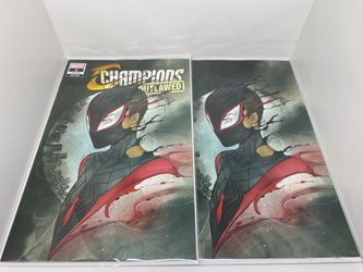 CHAMPIONS #1 PEACH MOMOKO MILES MORALES Trade Dress and Virgin Set NM