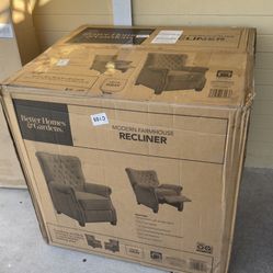 Better Homes & Garden Tufted Push Back Recliner, Gray Fabric Upholstery