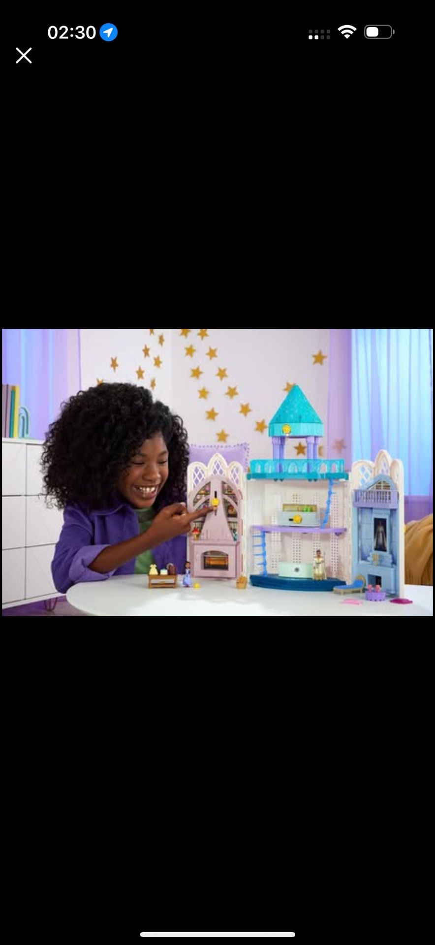 Mattel Disney Wish Toys, Rosas Castle Dollhouse Playset with 2 Posable Mini Dolls,