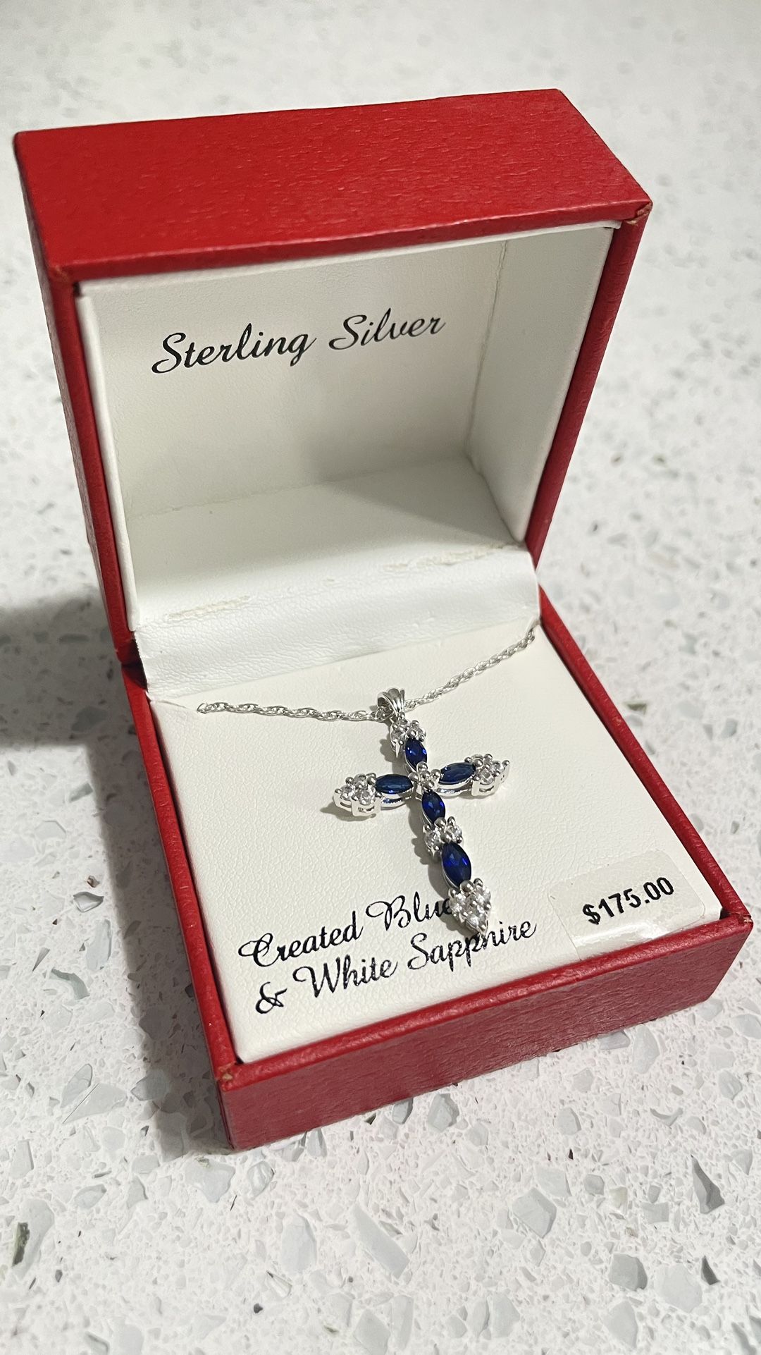 Sapphire Cross Pendant Necklace