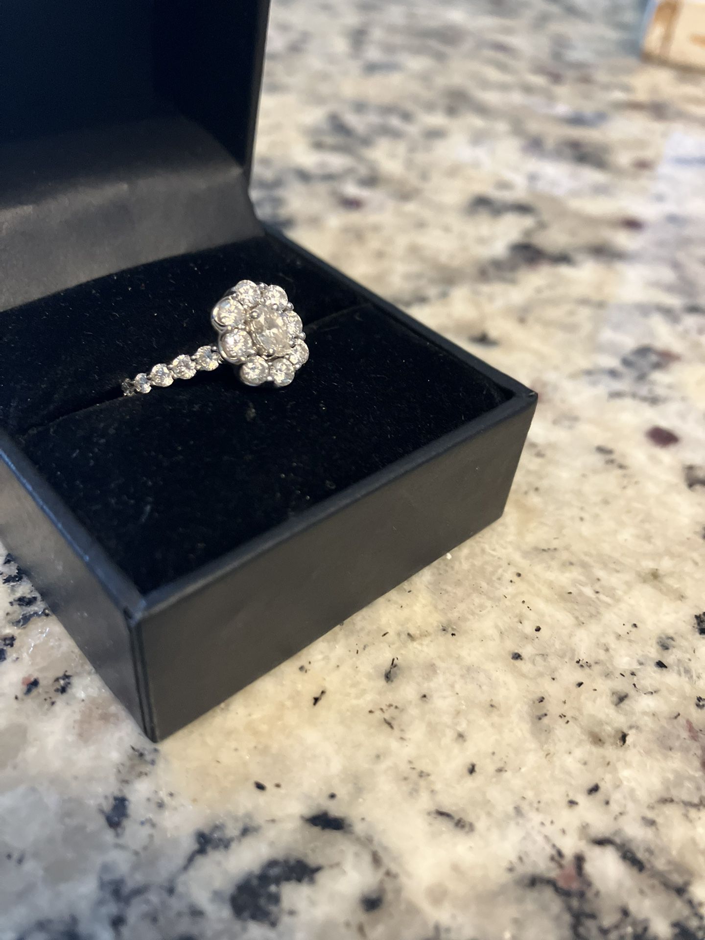 Diamond Flower halo Platinum Ring 