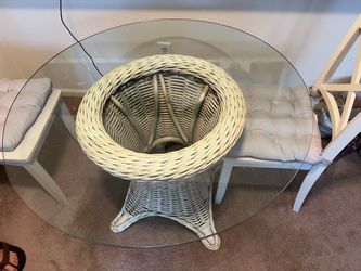 Wicker patio table and chairs
