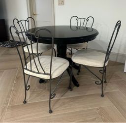 Round Black Dining Table with 4 Iron Chairs-NEED GONE ASAP