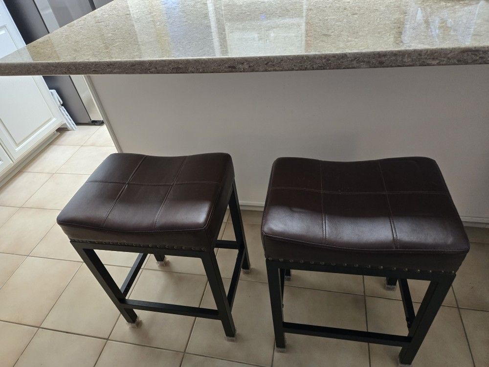 (2) Leather Countertop Stools