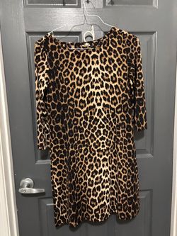 Leopard Print 3/4 Sleeve Shift Dress