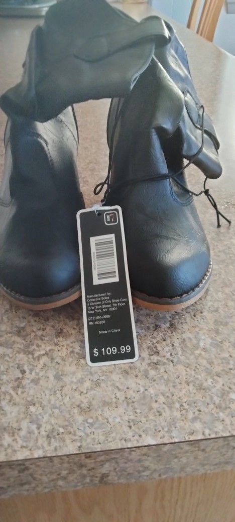 Brand New Black Boots Still With Tag Price $109.99