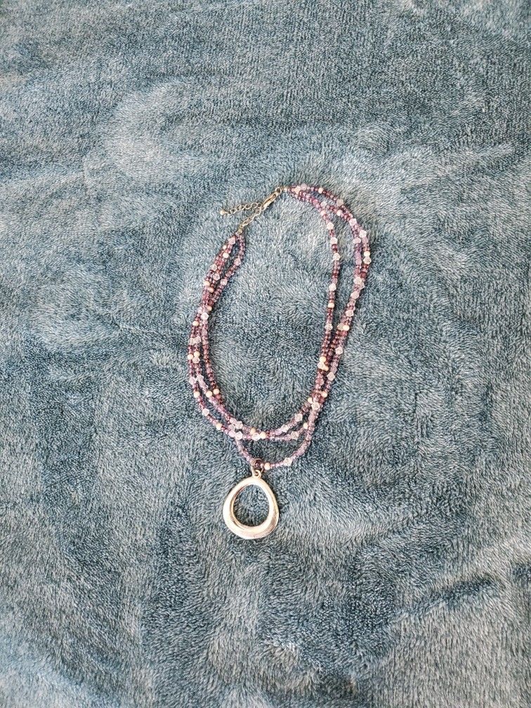 Purple And Silver Beaded Infinity Necklace