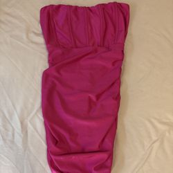 Hot Pink Ruched Sleeveless Bodycon Dress