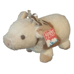 Kinder Gund Vintage 1986 Plush Cow Stuffed Toy Doll Brass Bell Wooly Brown White