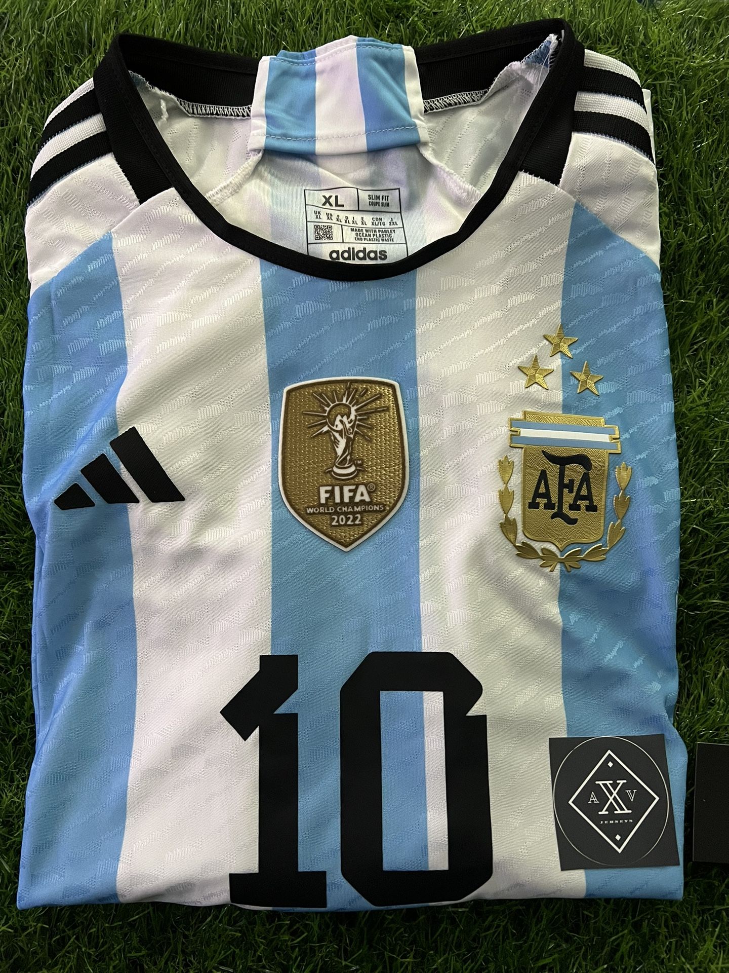 Player Version 3 Stars 2022 Argentina MESSI #10 Home Jersey With