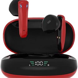 TWS Wireless Earbuds, Bluetooth Earphone Build in Mic, Premium Stereo Sound Smart Touch Control Headphone, 30H Work Time with Charging Case